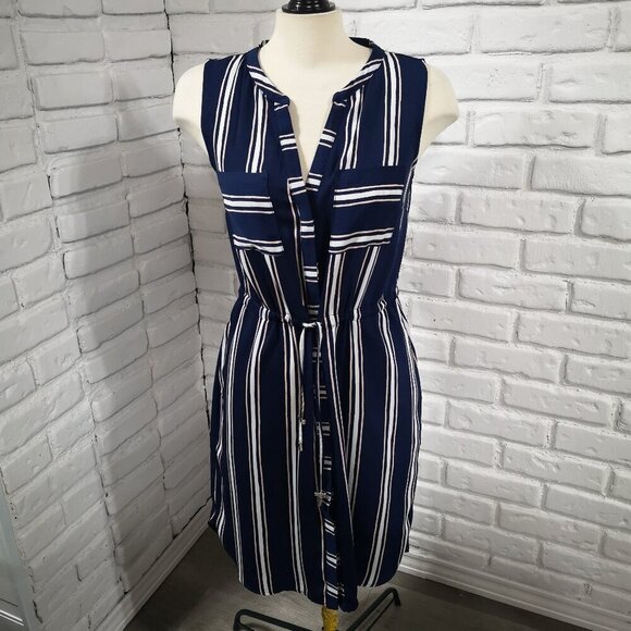 Ricki's Dresses & Skirts - Ricki's Ladies Size 2 Navy/White/Salmon Striped Sleeveless Button Front Dress